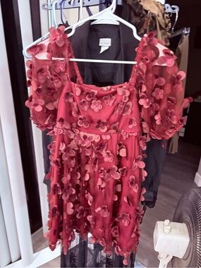 TCEC Scarlet Red Lace Party Dress